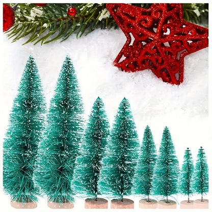 36pcs 5Cm/1.968 Inch Mini Snow Frost Tree Winter Mini Pine Base Bottle Brush Tree Plastic Winter Snow Decoration (Green) New Year Decoration Accessories, Artificial Snow Scenery Mini Pine DIY Decoration, Party Supplies, Home