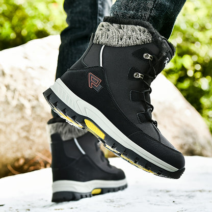 Men's & Women's Winter Snow Boots with Plush Lining & Slip-Resistant Rubber Sole - High-Ankle Lace-Up PU Shell, Insulated Cold-Weather Traction for Hiking, Hunting, Outdoor Activities - Unisex Heavy-Duty Round-Toe Boots for M