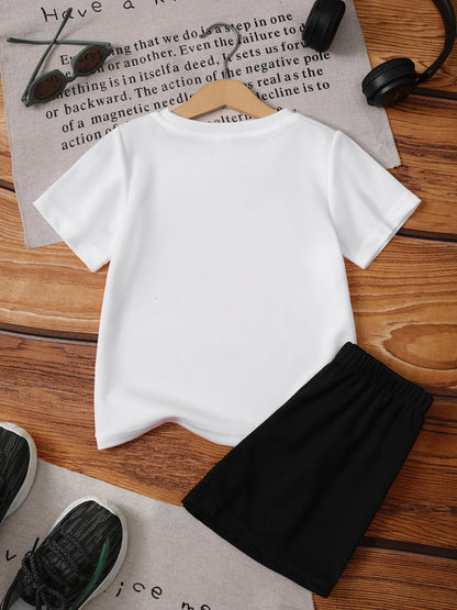 Boys' Casual Lion Print T-Shirt and Shorts Set for Spring/Summer