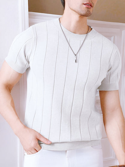 Men's Summer Viscose Knit Short-Sleeve Crew Neck T-Shirt