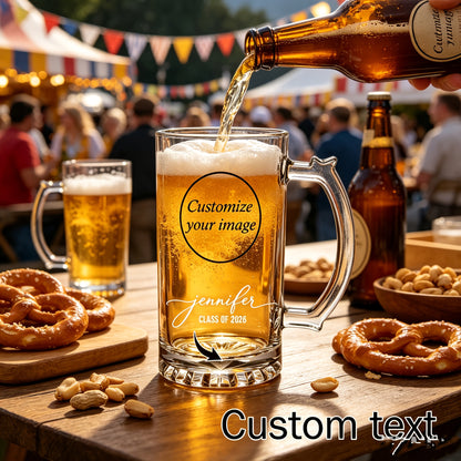 Custom Large-Capacity Beer Mug with Personalized Image & Text