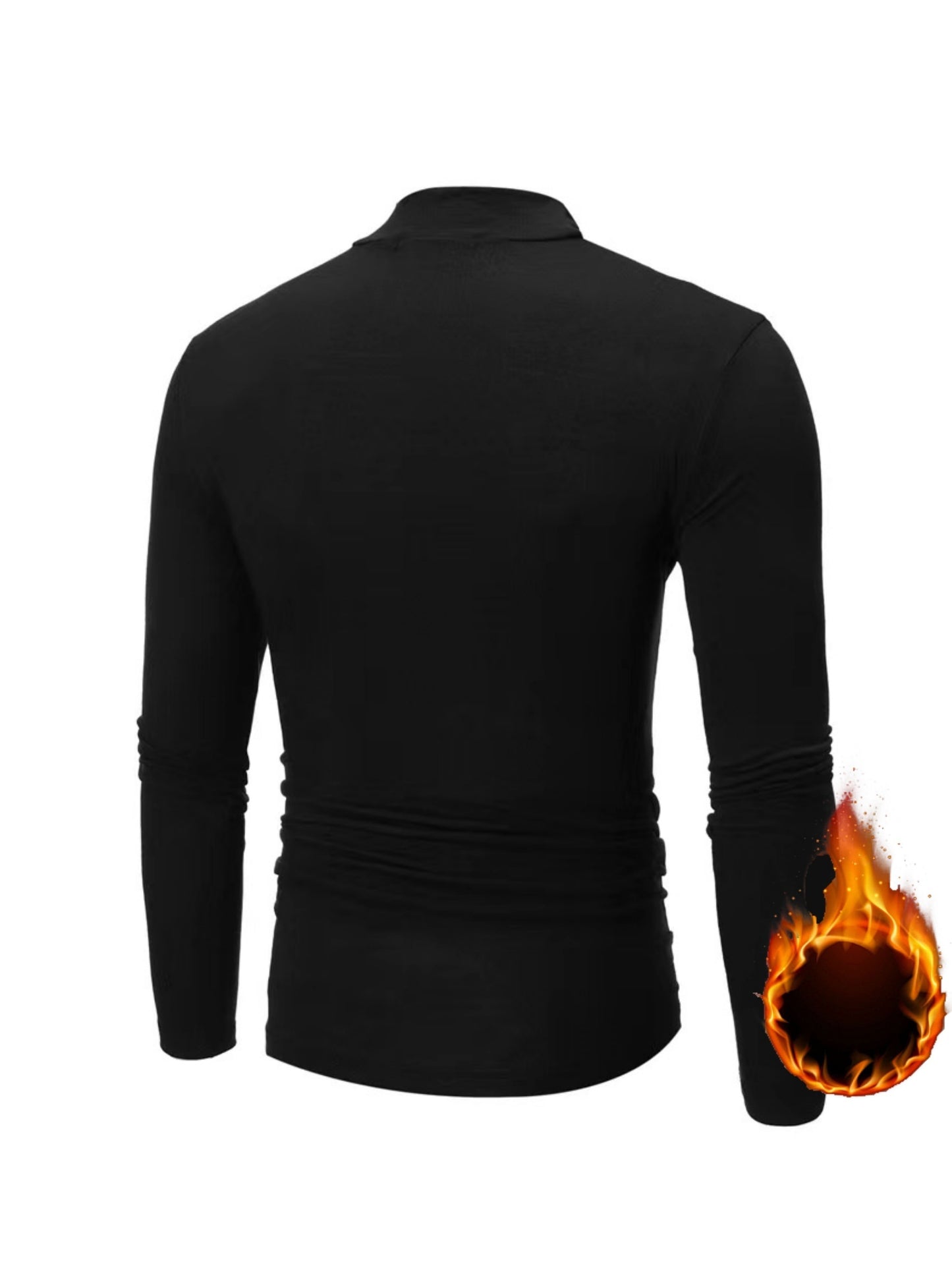 Men's Solid Long Sleeve Turtleneck Stretch T-shirt, Casual Comfy Warm Top For Fall Winter, Men's Clothing