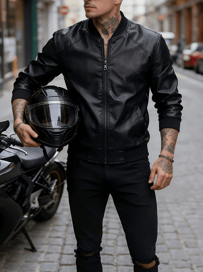 Men's Classic Baseball Collar Jacket - Retro Skinny Fit Outerwear