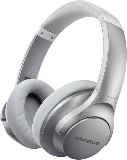 Soundcore Anker Life Q20 Hybrid Active Noise Cancelling Headphones, Wireless over Ear Bluetooth Headphones, 60H Playtime, Hi-Res Audio, Deep Bass, Memory Foam Ear Cups, Travel, Office, USB-C Charging