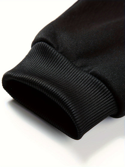 2pcs children's autumn and winter velvet zipper hooded shirt + pants, letter print boys' fashionable casual sports suit, suitable for jogging and daily wear