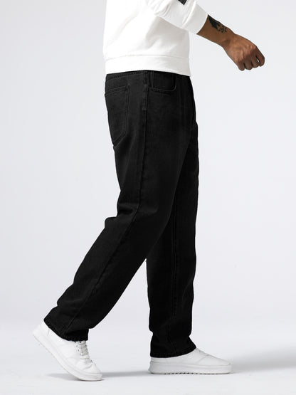 Loose Fit Straight Leg Jeans, Men's Casual Street Style Distressed Denim Pants For All Seasons