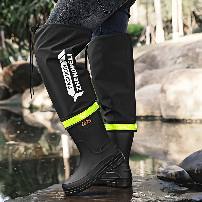 Men's Waterproof Long Rain Boots for Outdoor Travel