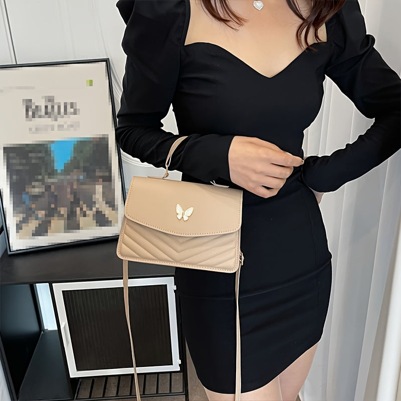 New Fashionable Minimalist Shoulder Bag Trendy Versatile Women'S Handbag Unique Crossbody Bag High-End Chic Tote Pure Diamond Solid Color Bag Fashionable Small Square Bag
