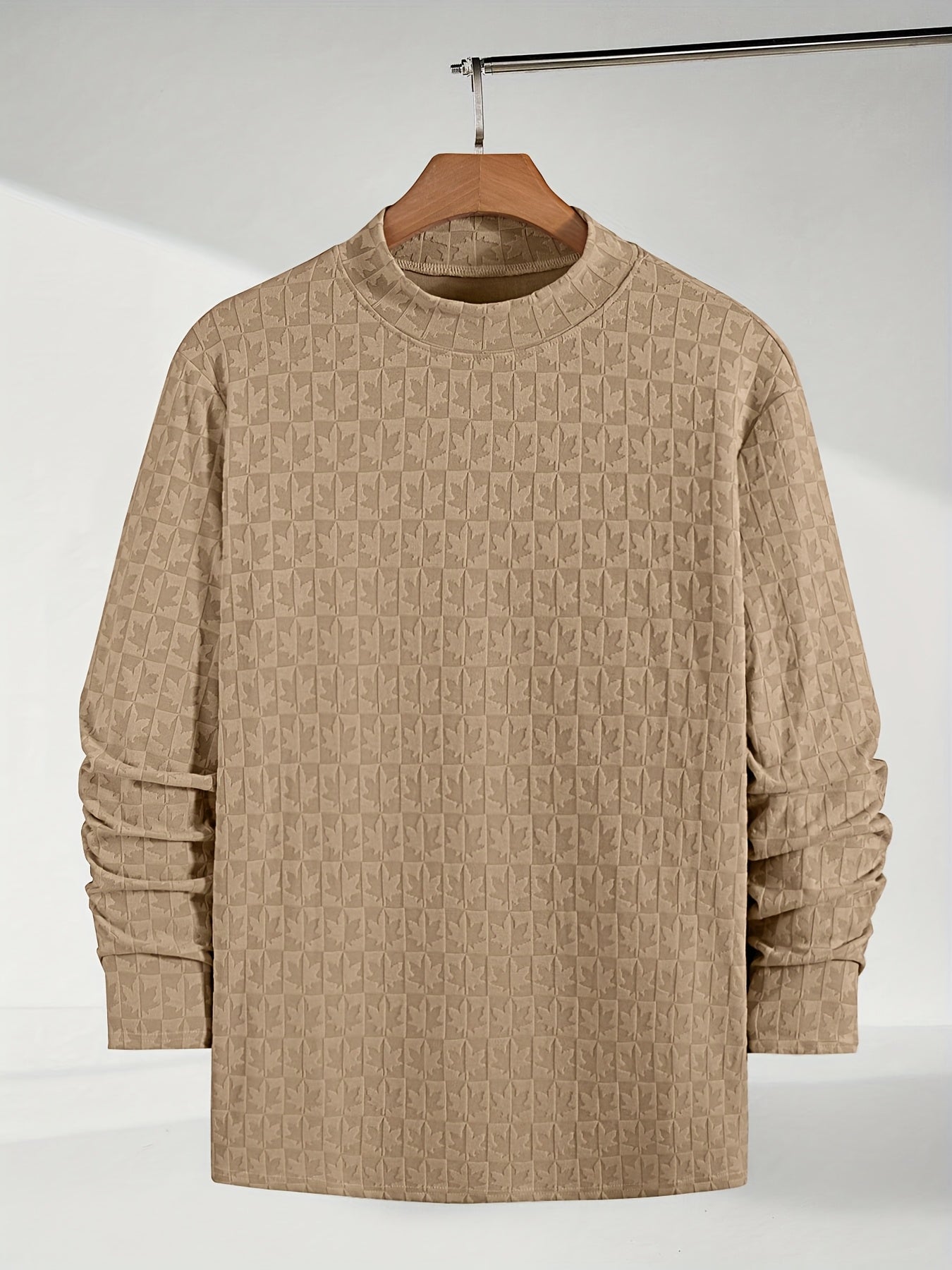 Տղամարդու երկարաթև մարզաշապիկ կիսաբարձր օձիքով, առօրյա ժակարդե հիմք վերնաշապիկի համար, աշնանային և ձմռան համար նախատեսված ոճային և բարձրորակ վերնաշապիկ