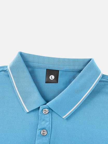 Men's Solid Golf Shirt, Casual Short Sleeve Lapel Shirt For Summer Outdoor