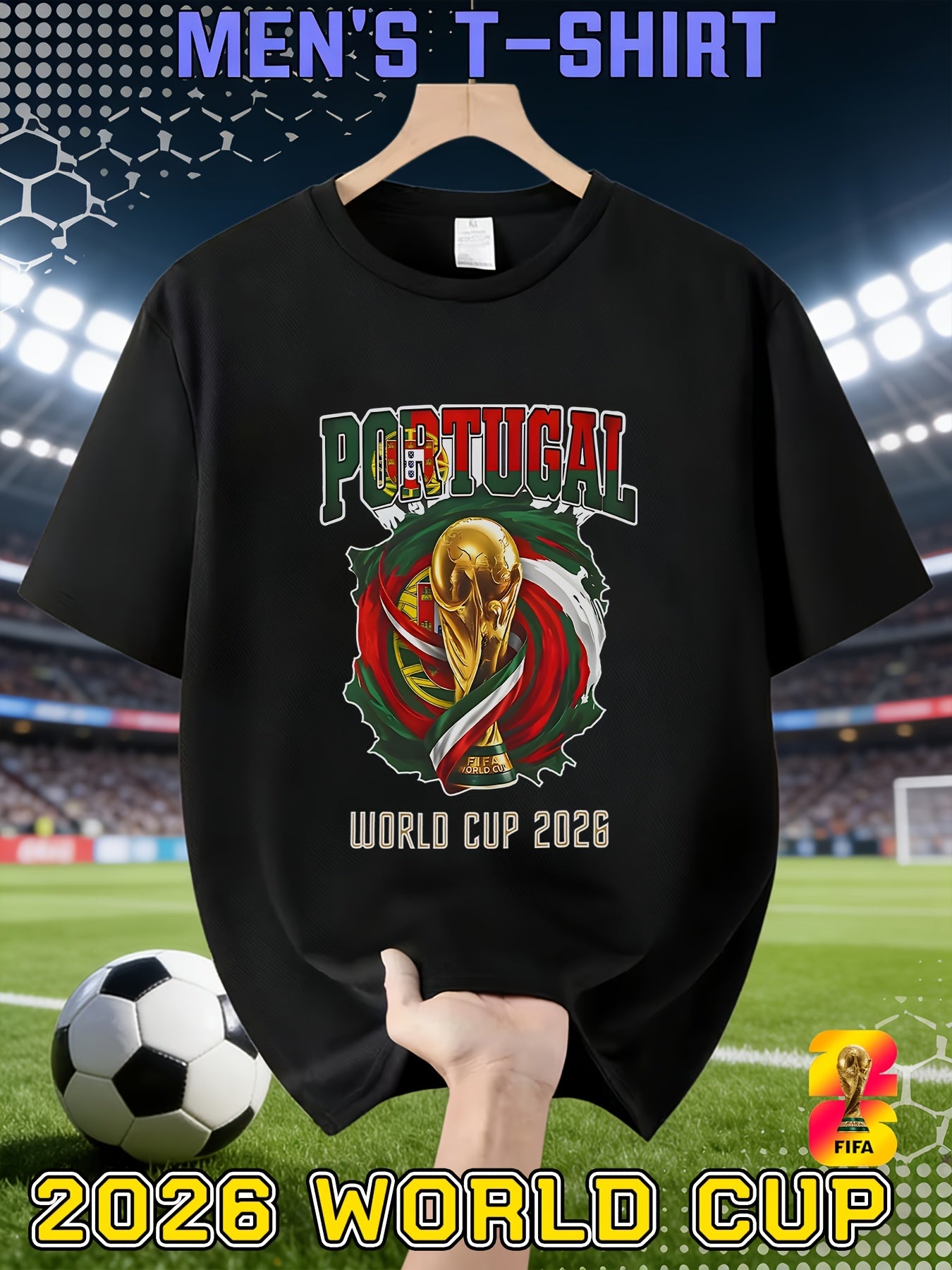 Men's Casual 2026 FIFA World Cup T-Shirt, All-Season Polyester