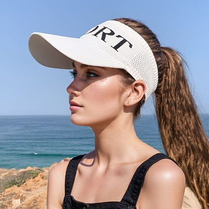 Women'S Breathable Polyester Ponytail Hat, Elastic Visor Cap for Spring/Summer, Outdoor Sports Baseball & Golf Cap, Knitted, No Feathers, Dry Clean Only