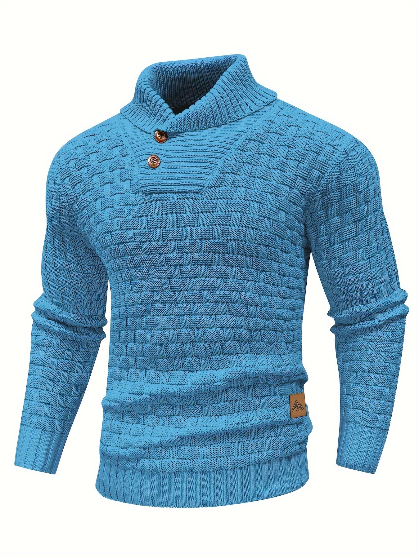 Men's Casual Waffle Pattern High Stretch Sweater, Chic Mature Pullover Sweater For Fall Winter