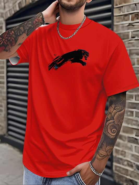 Men'S Bold Black Graphic T-Shirt - Lightweight Everyday Casual Tee for Sports  Formal Events - Breathable Round Neck Shirt - Easy-Care Everyday Essential Top, Sports Friendly Apparel, Modern Casualwear, Comfortable Fit, Stre