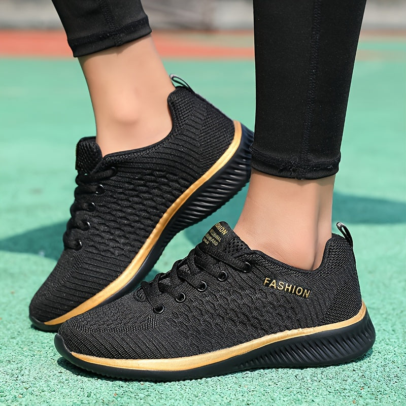 Women's Lightweight Lace-Up Casual Sneakers, Breathable Soft Sole Platform Lace Up Walking Shoes, Comfortable Fashion Footwear plus size