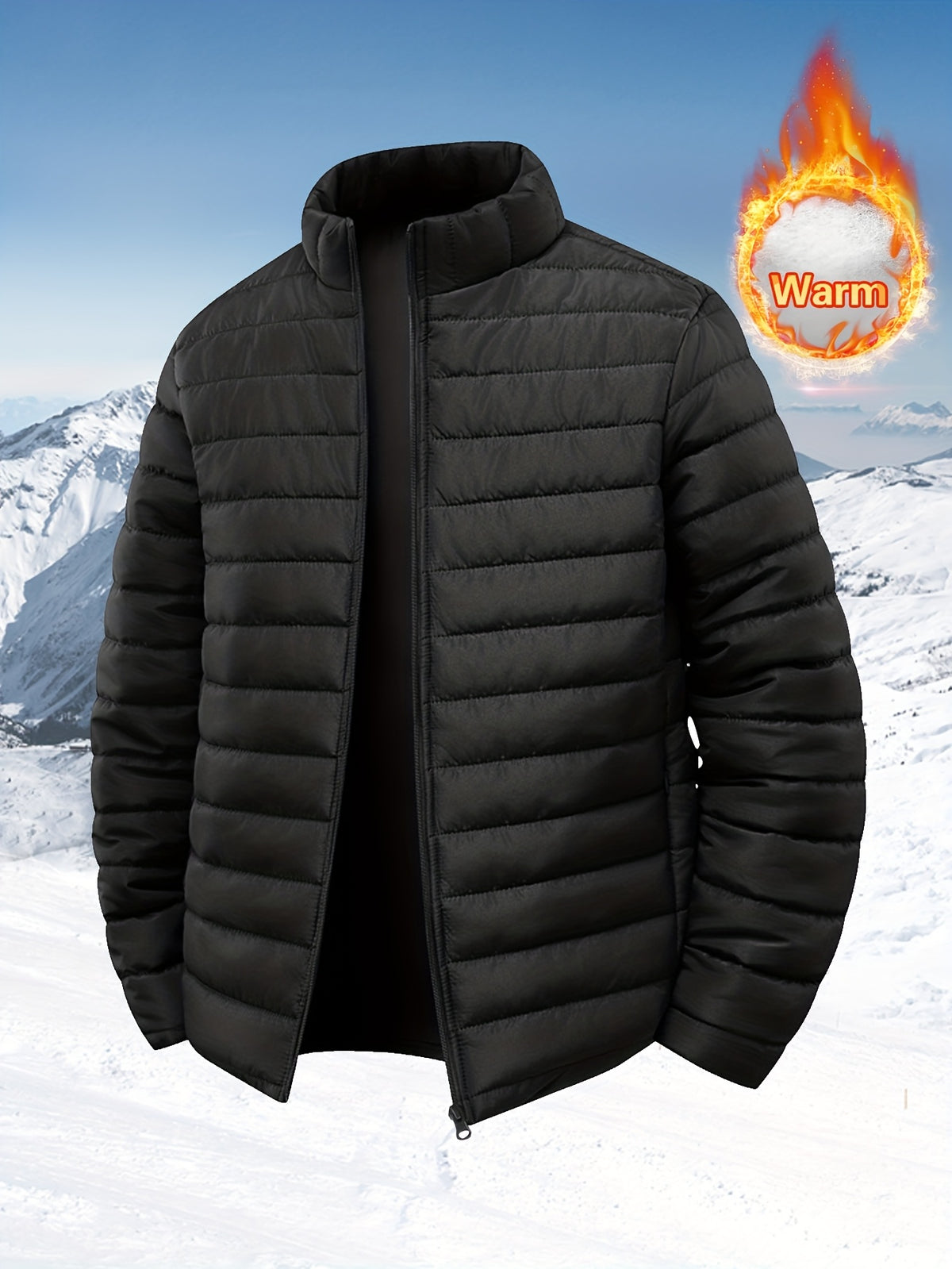 Men's Quilted Stand Collar Jacket for Autumn Winter