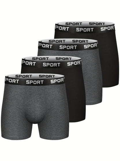 Men's 4-Pack Cotton Stretch Trunk Underwear with Wide Elastic Band