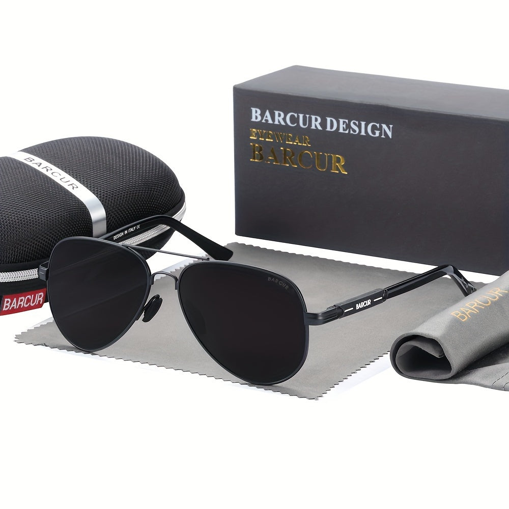 BARCUR Men’s Polarized Pilot Sunglasses Stainless Steel Frame