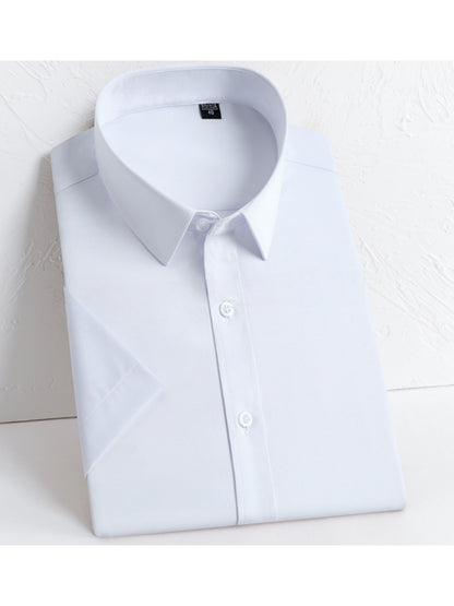 Men's Summer Slim Fit Short Sleeve Lapel Shirt Cotton Blend