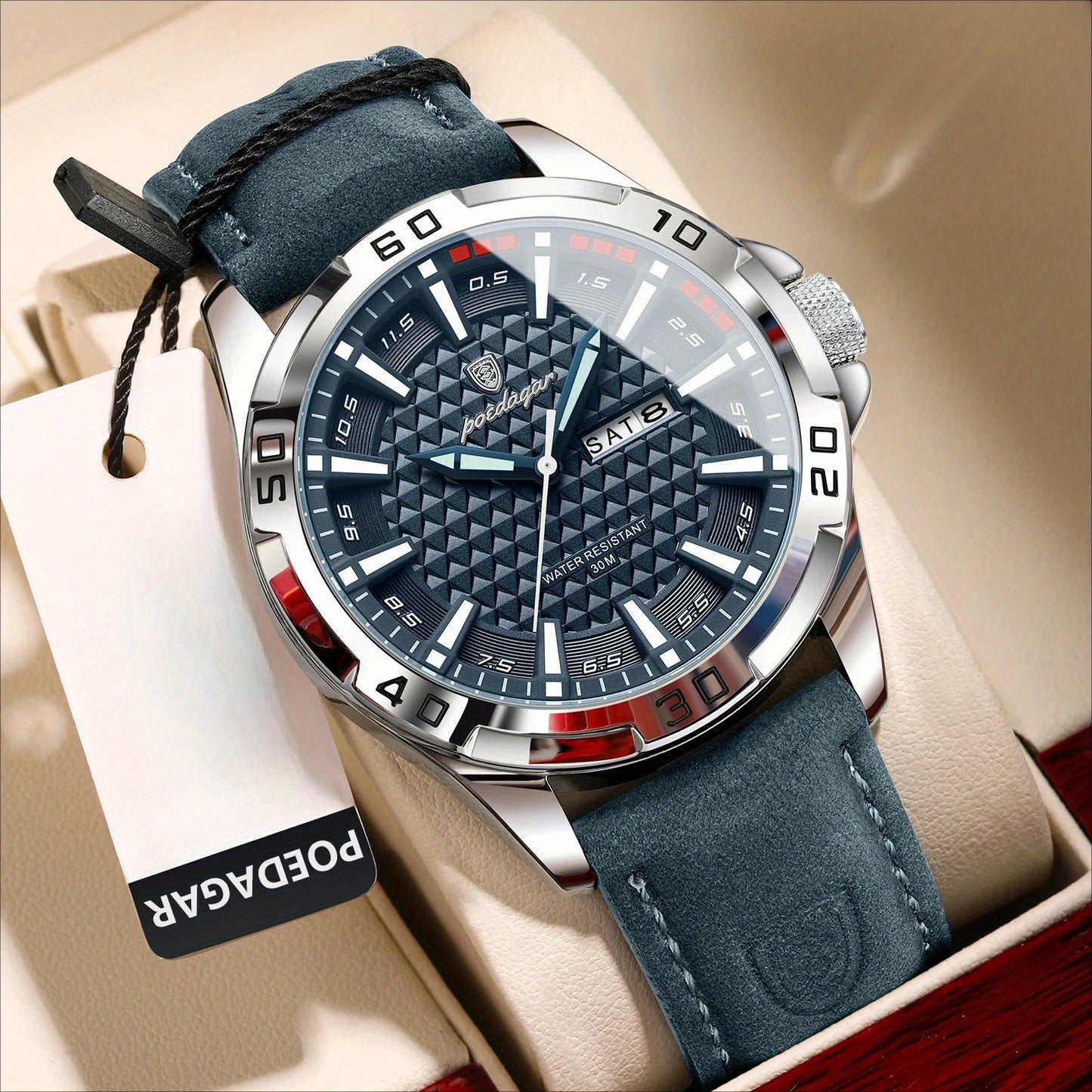 Men's Quartz Watch with PU Leather Strap, Casual Elegant Style