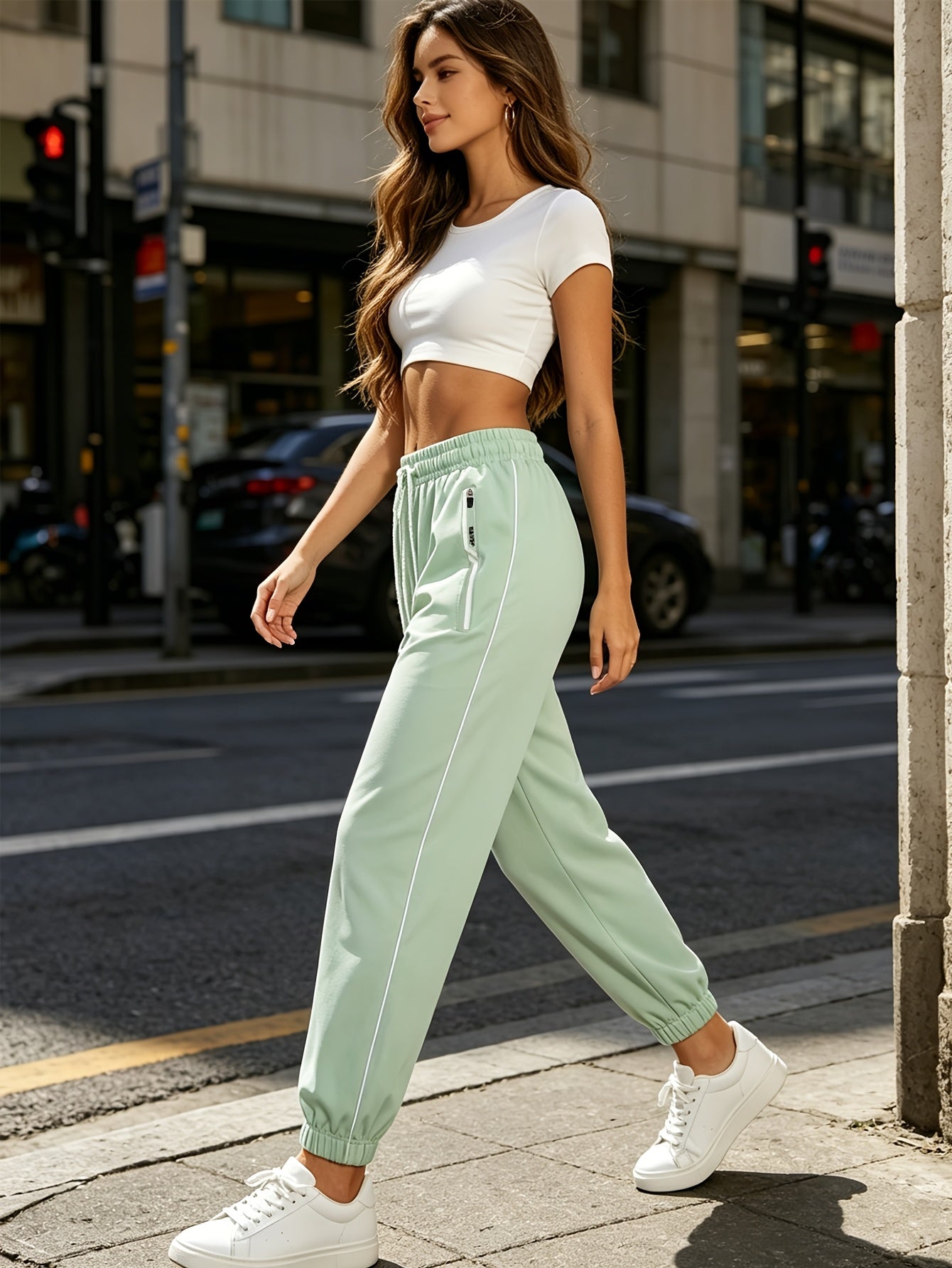 Women's Summer Sports Joggers with Elastic Waist - Breathable Casual P