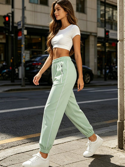 Women's Summer Sports Joggers with Elastic Waist - Breathable Casual P