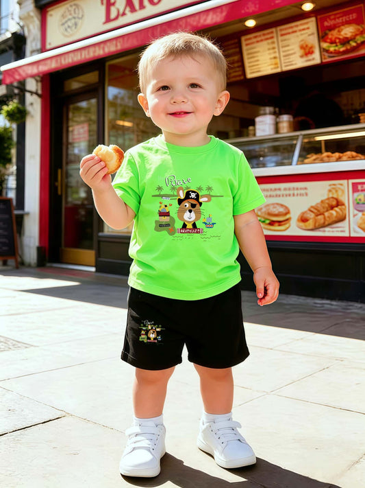 Baby Boy 2-Piece Casual Summer Outfit with Printed T-Shirt & Shorts