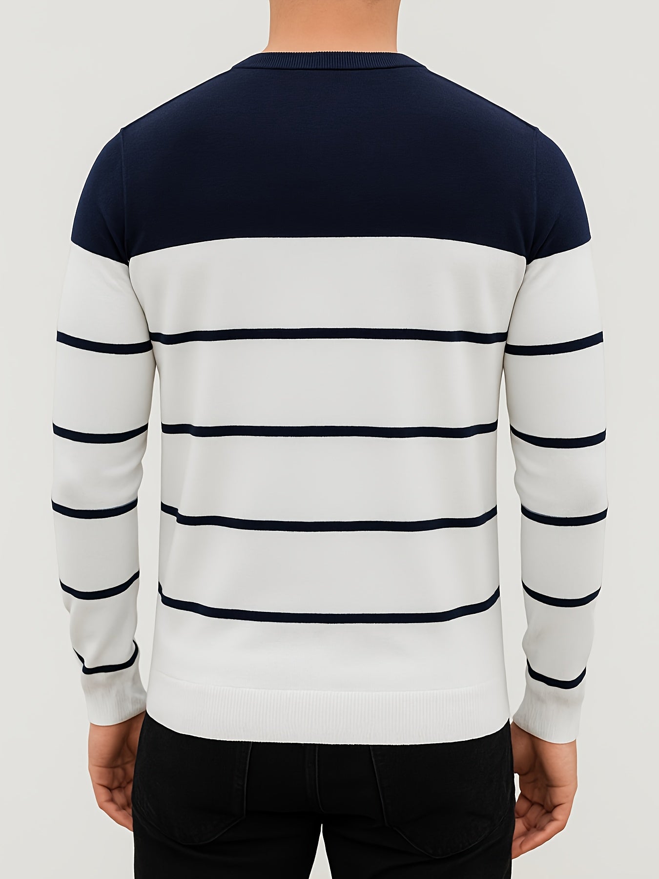 Men's All-Season Knit Sweater with Contrast Side Stripe