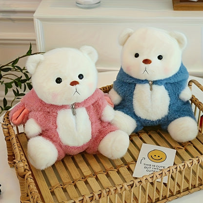 Սիրուն մուլտֆիլմային արջուկ-փափուկ խաղալիք՝ փոխարինելի հանդերձանքներով - փափուկ կապույտ և սպիտակ փափուկ խաղալիք, կատարյալ ծննդյան կամ տոնական նվեր տղաների և աղջիկների համար, խելոք փափուկ խաղալիք, խաղային դիզայն, դիմացկուն փափուկ խաղալիք, արջուկ բանալիով