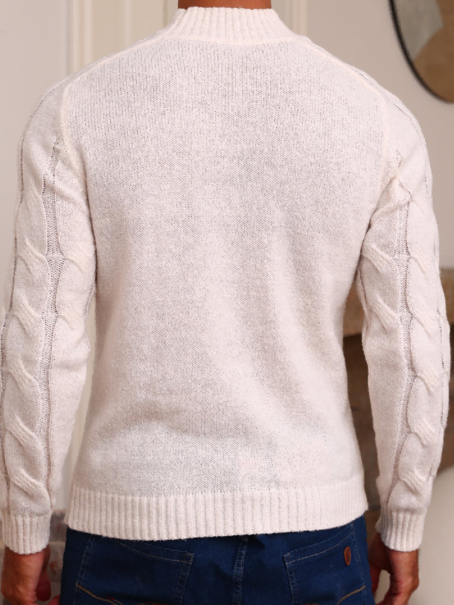 Աշուն/Ձմեռ նոր տղամարդու տաք բարձր օձիքով պուլովեր տրիկոտաժե սվիտեր, գործնական, առօրյա, քամուց պաշտպանող, թամբի տրիկոտաժե սվիտեր ուսերին