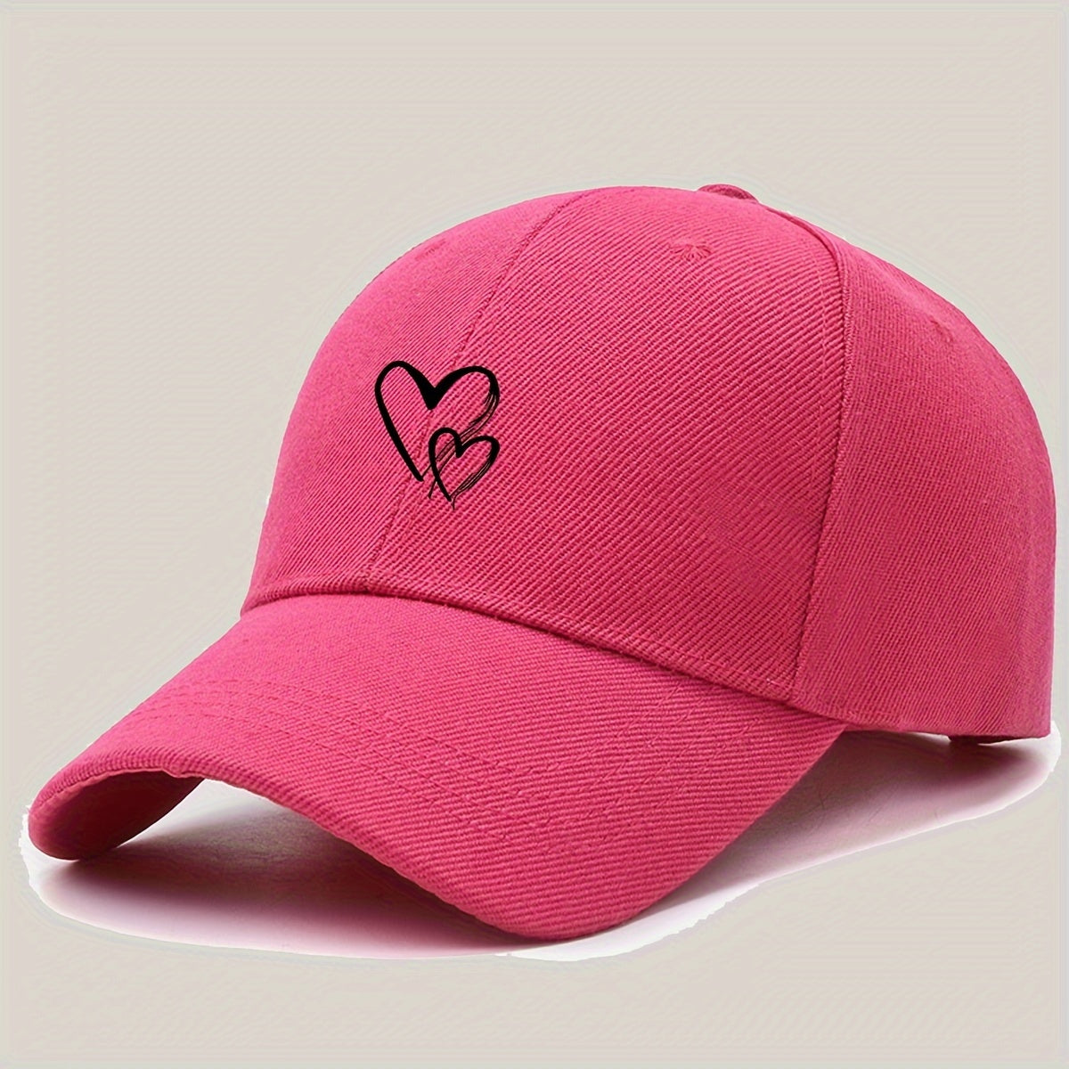 1 հատ կանացի կարգավորվող բեյսբոլի գլխարկ Love Heart Print-ով - Սև պատահական արևի գլխարկ ճանապարհորդության, արձակուրդի և պատահական հագուստի համար, շնչող պոլիեսթեր տրիկոտաժի դիզայն