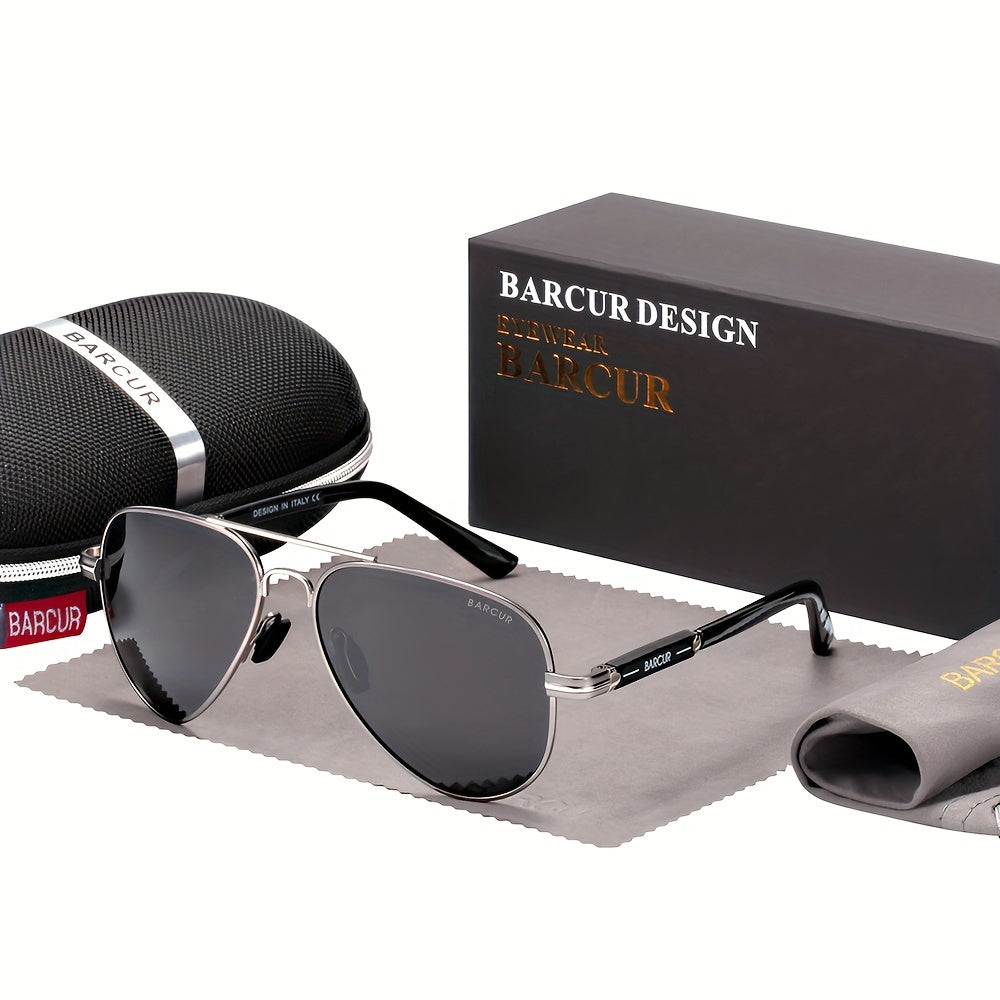 BARCUR Men’s Polarized Pilot Sunglasses Stainless Steel Frame