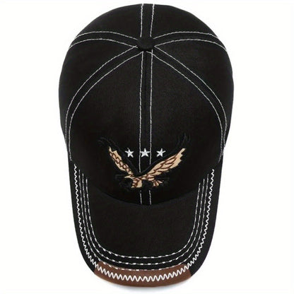 Unisex Fashion Cool 3D Eagle ասեղնագործված բեյսբոլի գլխարկ, կարգավորելի արևապաշտպանություն պատահական սպորտային արևապաշտպան գլխարկ կանանց և տղամարդկանց համար
