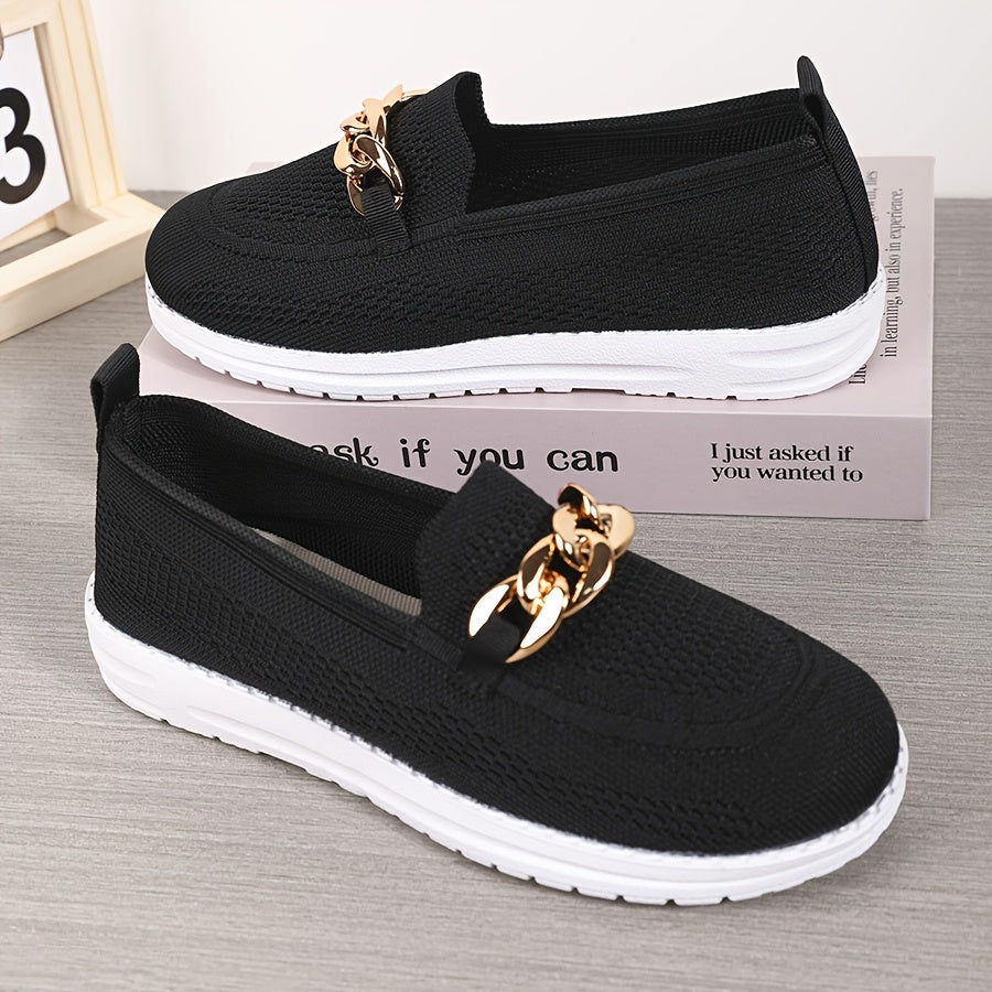 Women'S Knitted Flat Shoes, Lightweight Round-Toe Low-Top Shoes, Casual Sneakers.