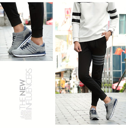 Men's Trendy Solid Old School Style Sneakers, Comfy Non Slip Casual Lace Up Shoes For Men's Outdoor Activities