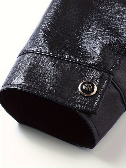 Men's Winter Jacket with Lining - Full-Zip Lapel Collar, Thickened Warm Coat for Cold Weather, Windproof & Flame-Resistant-like Beige (Hand Washable) - Ideal for Outdoor, Casual & Daily Wear (Black)