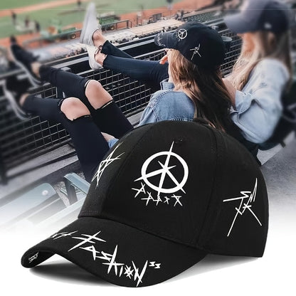 1pc Unisex Sunshade Breathable Adjustable Baseball Cap With Trendy Pattern For Outdoor Sport