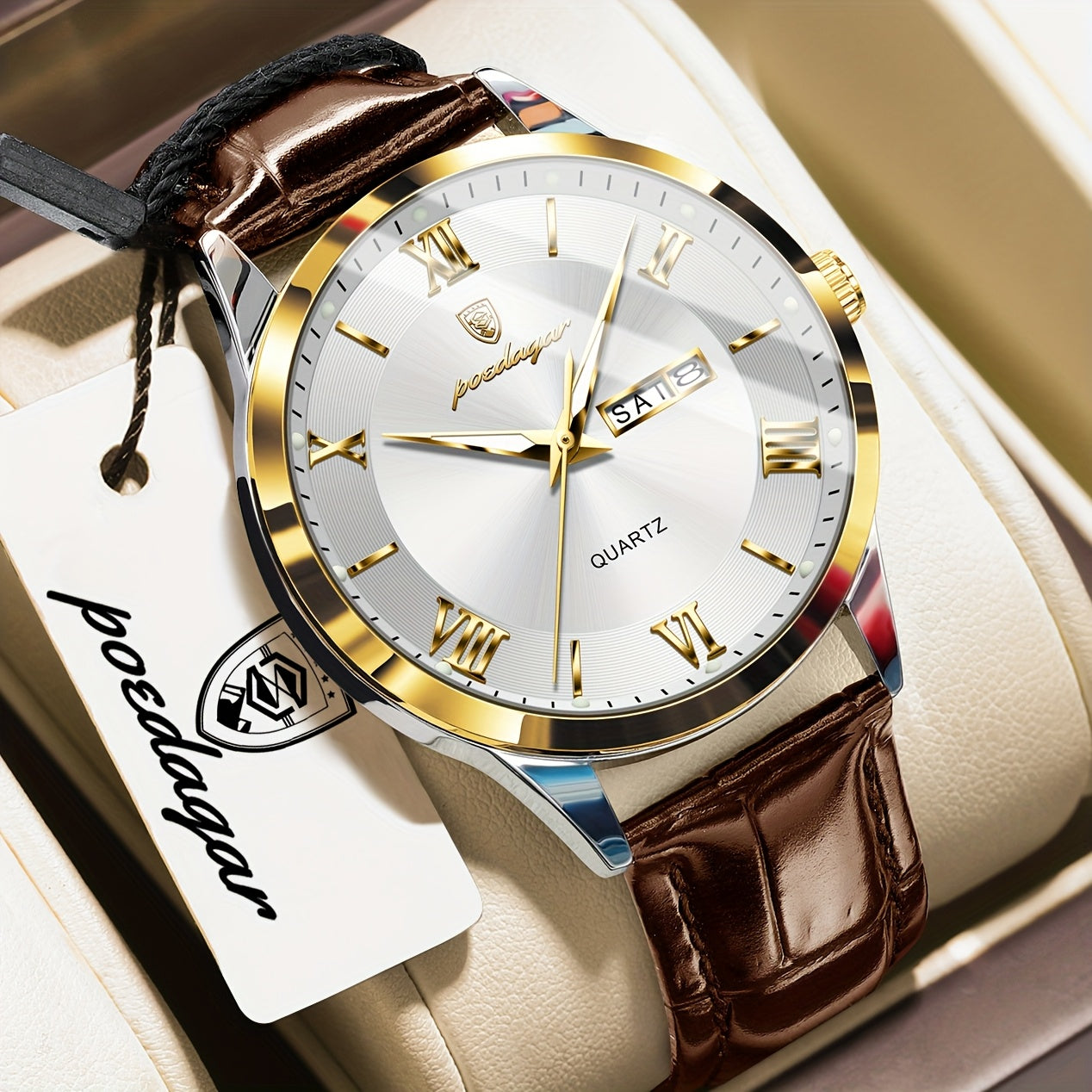 Men's Casual Quartz Watch with Luminous Dial & Date