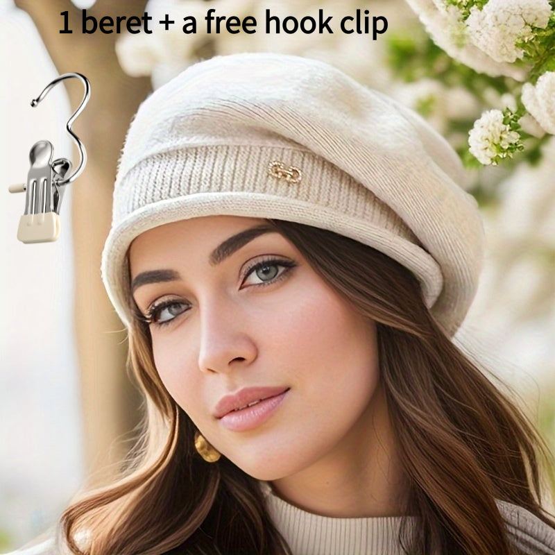 Women's Lightweight Black Beret Hat - Soft, Warm & Elastic Fit
