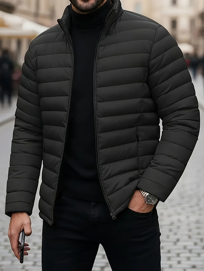 Men's Quilted Stand Collar Jacket for Autumn Winter
