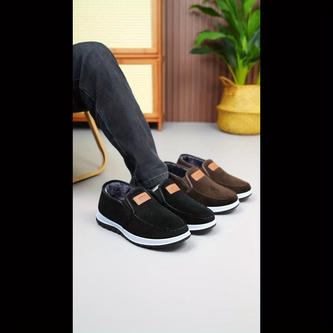 2024 Winter New Men's Boots, Comfortable Casual Versatile Slip-On -Lined Boots, Non-Slip Wear-Resistant Dad Shoes