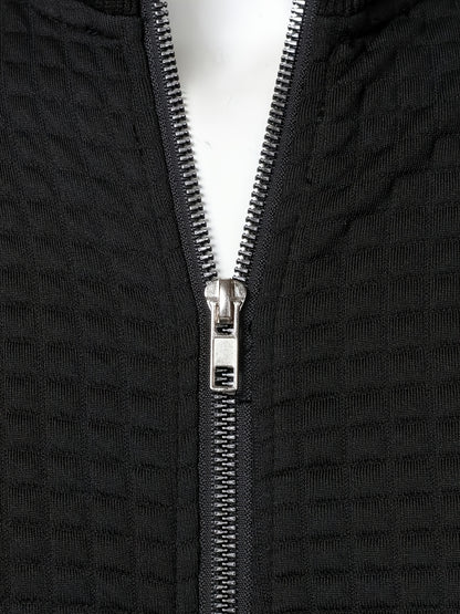 Men's Slim-Fit Jacquard Bomber Jacket with Zipper - Fall/Winter