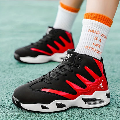 Men's High-Top Basketball Shoes Lightweight Breathable PU Sneakers
