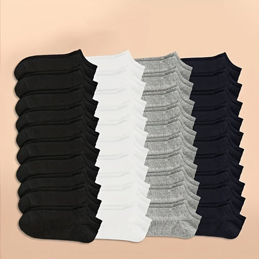 10/20/40 Pairs Of Men's Simple Solid Liner Anklets Socks, Comfy Breathable Soft Sweat Absorbent Socks For Men's Outdoor Wearing