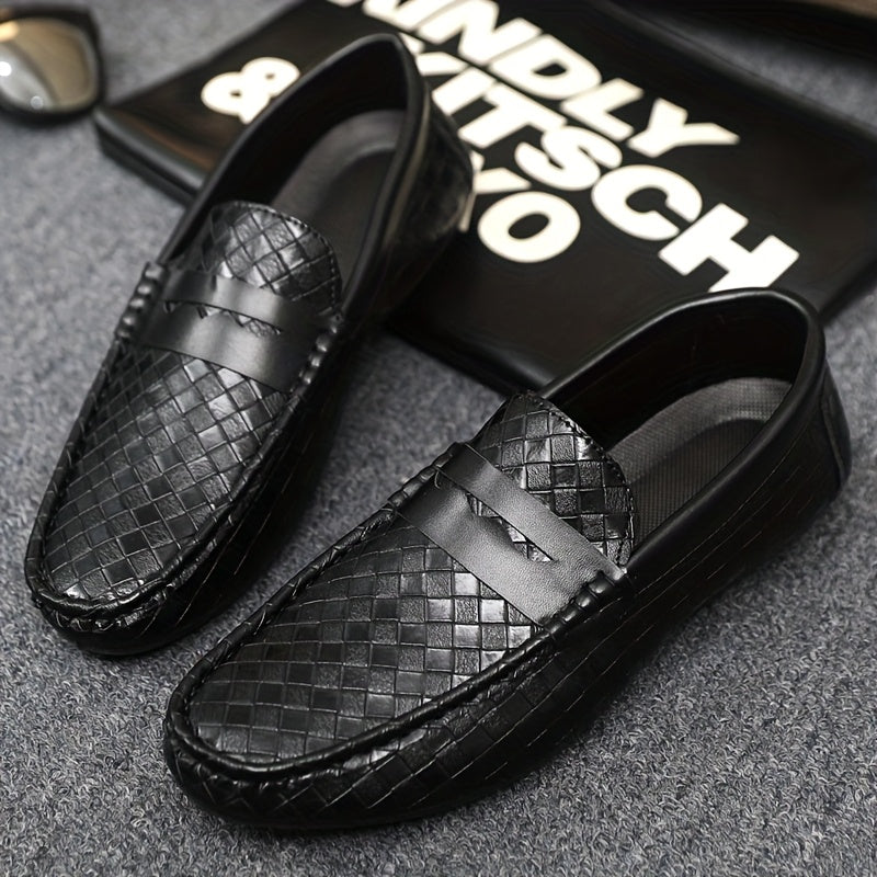 Men'S British Style Loafers - Comfortable Slip-On Moccasins with Round Toe, Faux Cover Upper & PVC Sole, Perfect for Casual Wear, Parties, and Weddings, Wedding Shoes - ayq