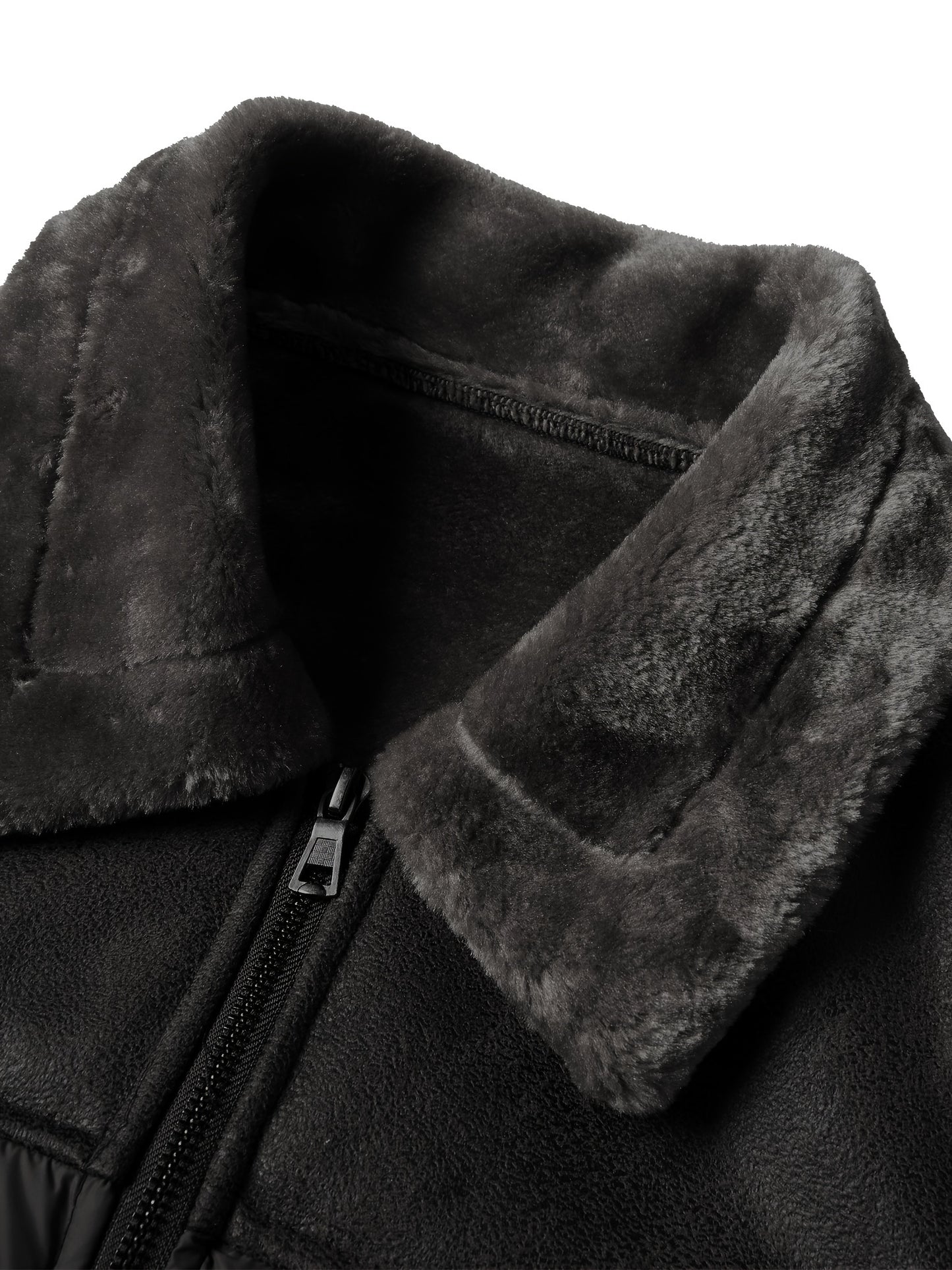 Տղամարդու առօրյա բաճկոն՝ արհեստական ​​մորթուց օձիքով, 100% պոլիեսթեր, միագույն, երկար թևքերով, կայծակաճարմանդով, սովորական չափսերով, գործվածքով, 60 գ/մ² աստառով արշավային բաճկոն