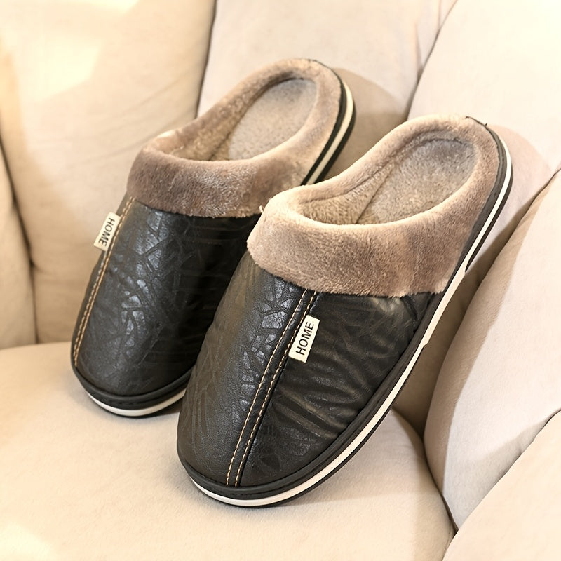 Men's Oversized Plush Winter Slippers Soft Warm Indoor Shoes