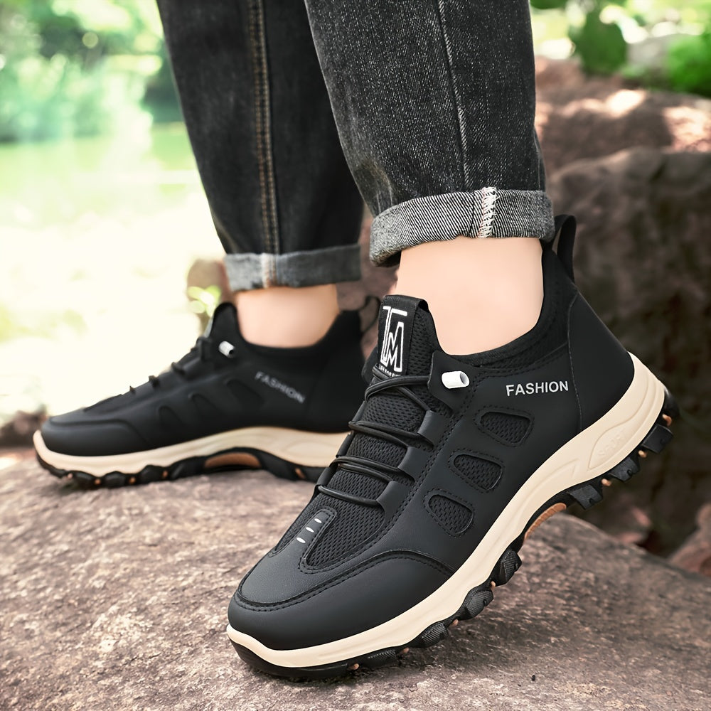 Men's New Season Running Footwear - Casual Athletic Sneakers, Brown with White Accents, Comfortable Soft Sole