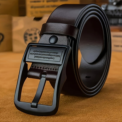 A Men'S Belt Featuring a Black Alloy Buckle - Adjustable with a Vintage Double-Sided Design, Suitable for Both Business And Casual Wear, And Made to Last As a Classic Style - ayq