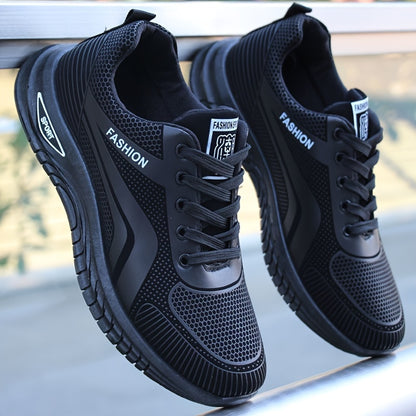 Men's Trendy Striped Running Shoes Lace Up Breathable Low Top For Outdoor Walking Jogging Casual Activities All Seasons